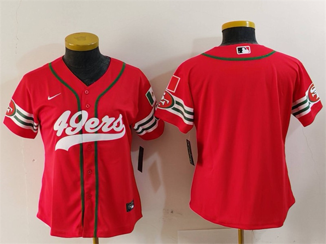 Women's San Francisco 49ers Blank Red Mexico With Patch Cool Base Stitched Baseball Jersey(Run Small) Women's San Francisco 49ers Blank Red Mexico With Patch Cool Base Stitched Baseball Jersey(Run Small)